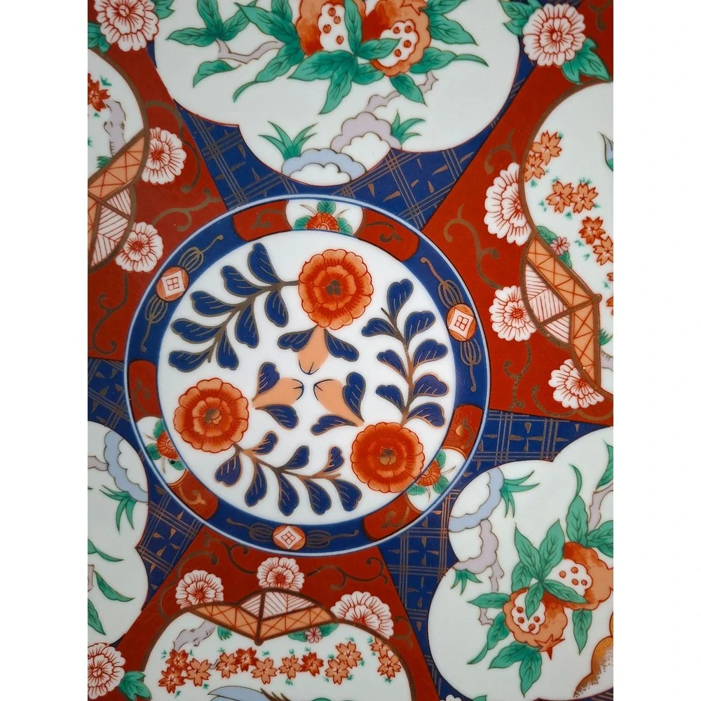 Vintage Japanese Imari Porcelain Charger Plate Scalloped Bird Floral Gold 12